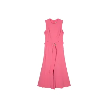 ELIE SAAB Belted Silk Cady Midi Dress