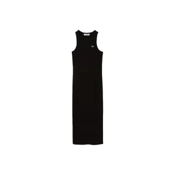 LACOSTE Sleeveless Organic Cotton Midi Dress