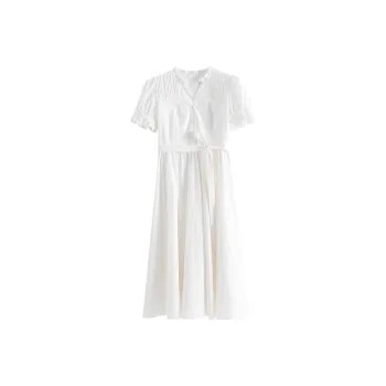 HDFULERN Short-Sleeved Dresses Women's White