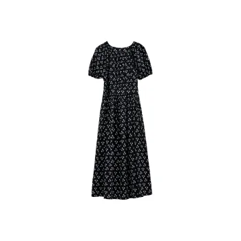 VIMLY Short Sleeved Dress Women's Black With Floral Pattern