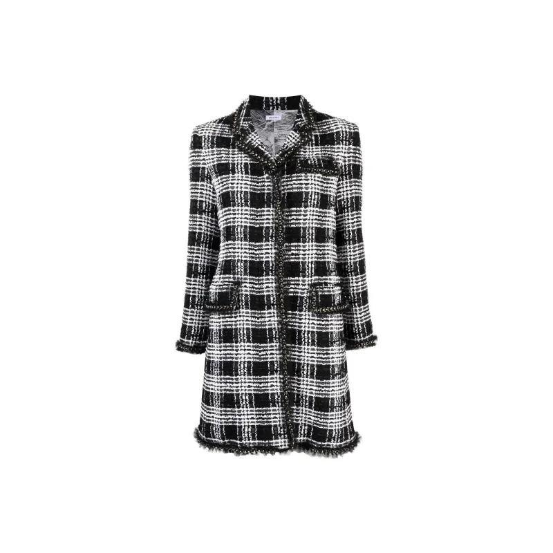 THOM BROWNE Chesterfield Frayed Hem Tweed Midi Dress-0