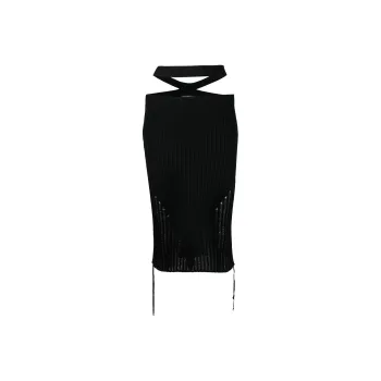 ANDREĀDAMO Cut Out Detailed Ribbed Knit Pencil Skirt