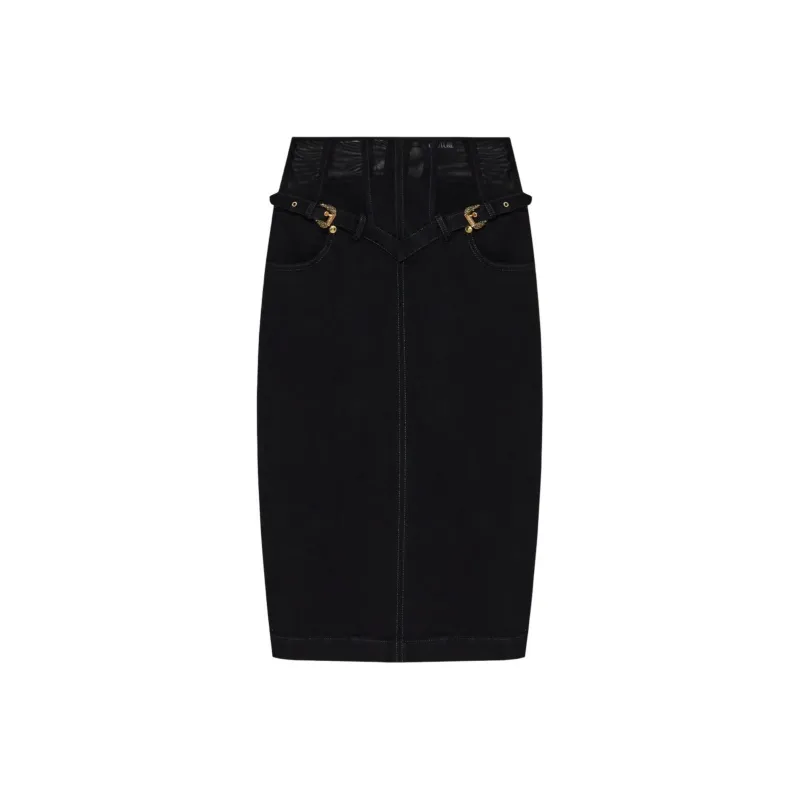 VERSACE JEANS COUTURE SS25 Denim Long Skirt Women's Black-0