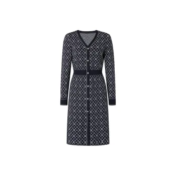 JZ. ANNAKRO Long Sleeved Dress Women's Floral Dark Blue
