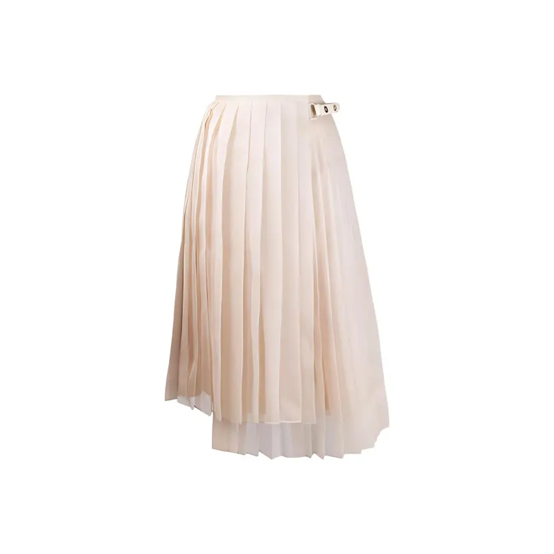 FENDI Asymmetric Hem Pleated Skirt-0