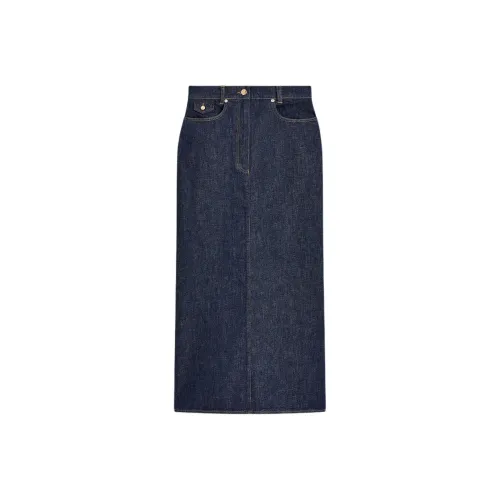 SCANLAN THEODORE SS25 Denim Five Pocket Pencil Skirt Denim Long Skirts Women's Indigo/Indigo Blue