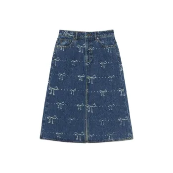 Self-portrait Bow-print Denim Skirt