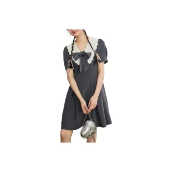ZIHAN SS24 Short-Sleeved Dresses Women's Dark Gray