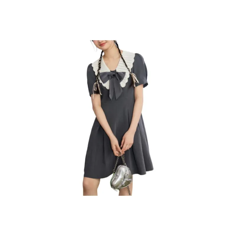 ZIHAN SS24 Short-Sleeved Dresses Women's Dark Gray-0