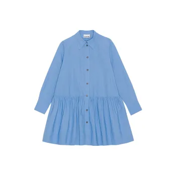 GANNI Long-Sleeved Dresses Women's Silver Lake Blue