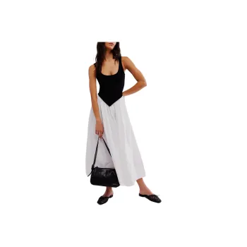 FREE PEOPLE Ronny Kobo Verda Knit Combo Dress Slip Dresses Women's Black/White