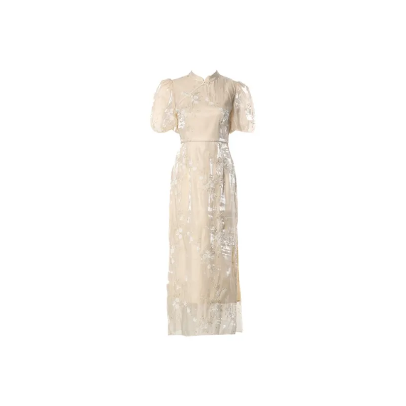 DPLAY Short Sleeved Dress Women's Luster Jade White-0