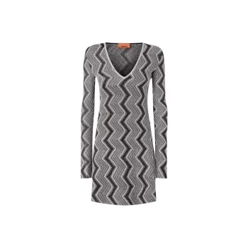 MISSONI Zig Zag Patterned V Neck Dress
