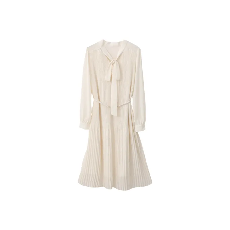 VIMLY Long Sleeved Dress Women's Apricot-0