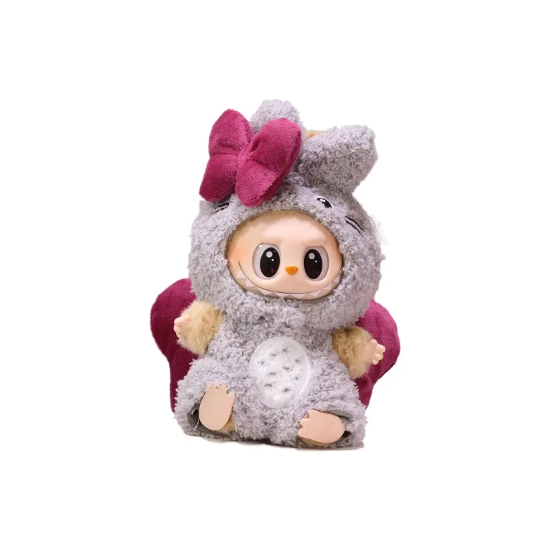[Modified Doll] POP MART Labubu THE MONSTERS Heartbeat Macaron Collection, Chinchillas Bowknot, Cute Hang Tag Box 15cm-10