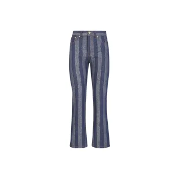 FENDI Logo Patch Striped Jeans