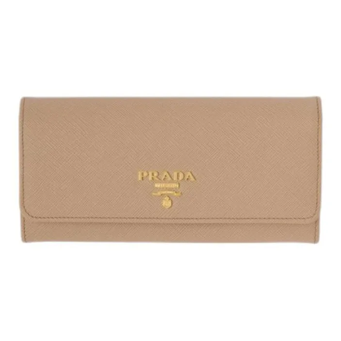 PRADA Saffiano Leather Wallet Large Size Women's Stone Blue & Cornflower Blue-0