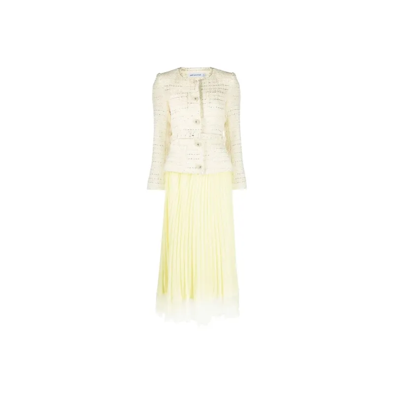 Self portrait Bouclé Chiffon Midi Dress-0
