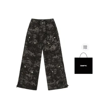SMFK Cargo Pants Unisex Black Camouflage Garden