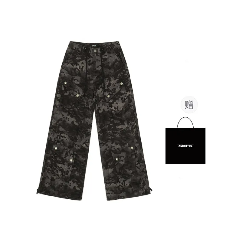 SMFK Cargo Pants Unisex Black Camouflage Garden-0