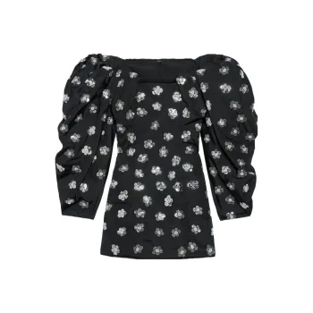 Jacquemus Long-Sleeved Dresses Women's Sequins Floral Embroidery