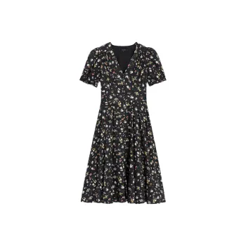 Bebe Short Sleeved Dress Women's Floral Black