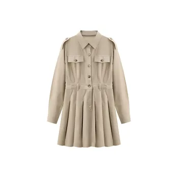 KUHNMARVIN Long Sleeved Dress Women's Khaki Green