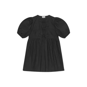 GANNI Poplin Tie String Mini Dress