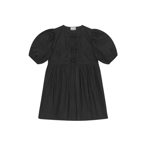 GANNI Poplin Tie String Mini Dress