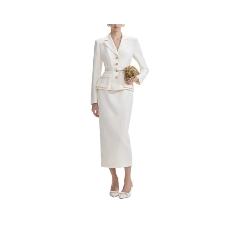 Self portrait Long Sleeved Dresses Women's Ivory White-0