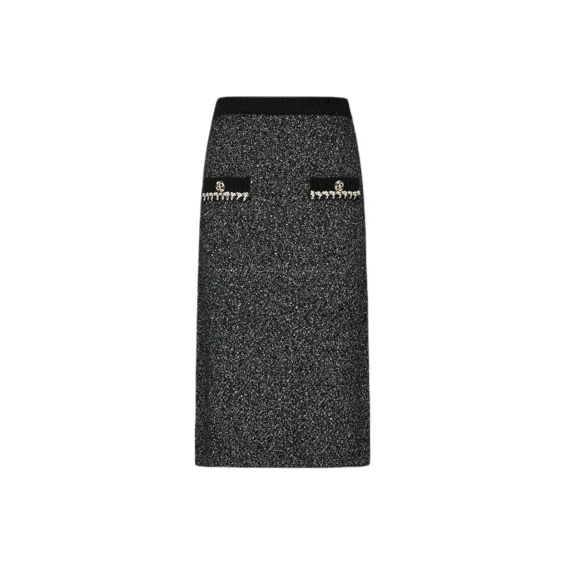 KARL LAGERFELD SS25 Knit Long Skirt Women's Black-0