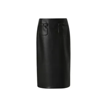 III VIVINIKO Leather Long Skirt Women's Black