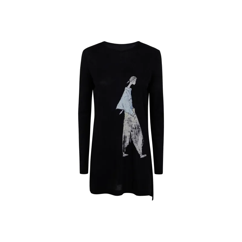 Yohji Yamamoto Printed Long Sleeved Top-0
