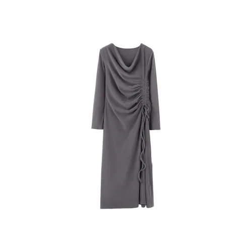 AHDO Long Sleeved Dresses Women's Dark Gray
