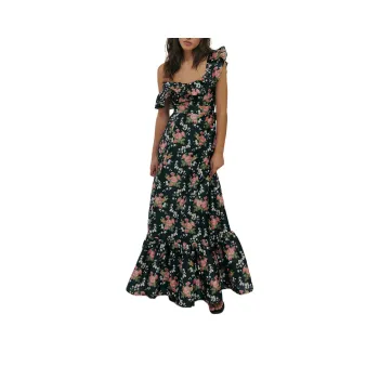 FREE PEOPLE Louise Camille Dress Short-Sleeved Dresses Women's Black Floral/Black Floral Pattern