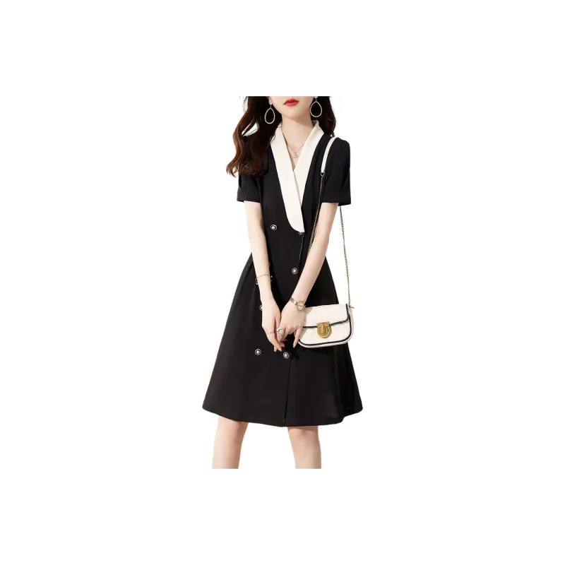 XWI Short Sleeved Dress Women's Elegant Black-0