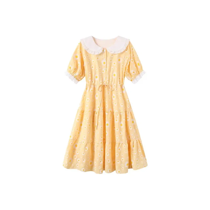 GULIANFEI Short Sleeved Dress Women's Lemon-0