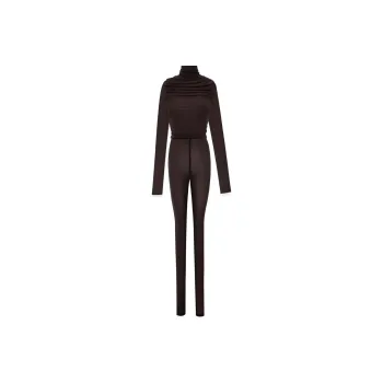 SAINT LAURENT Catsuit In Jersey Voile Jumpsuit Women's Chocolate