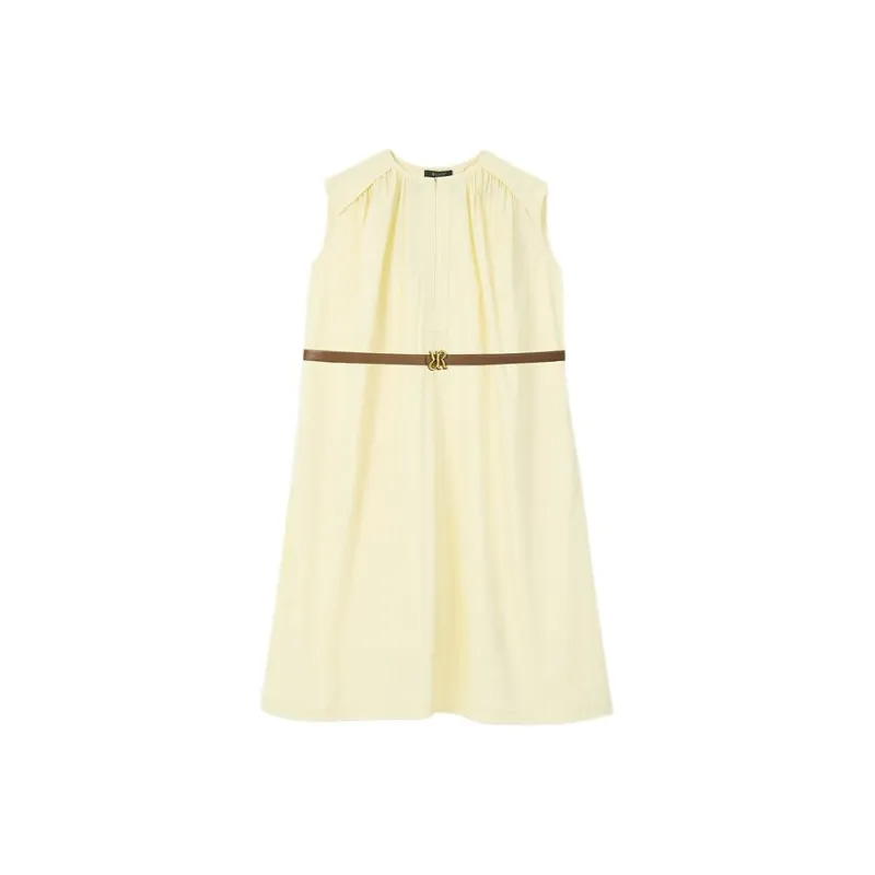 Yiner Sleeveless Dress Women's Light Yellow-0