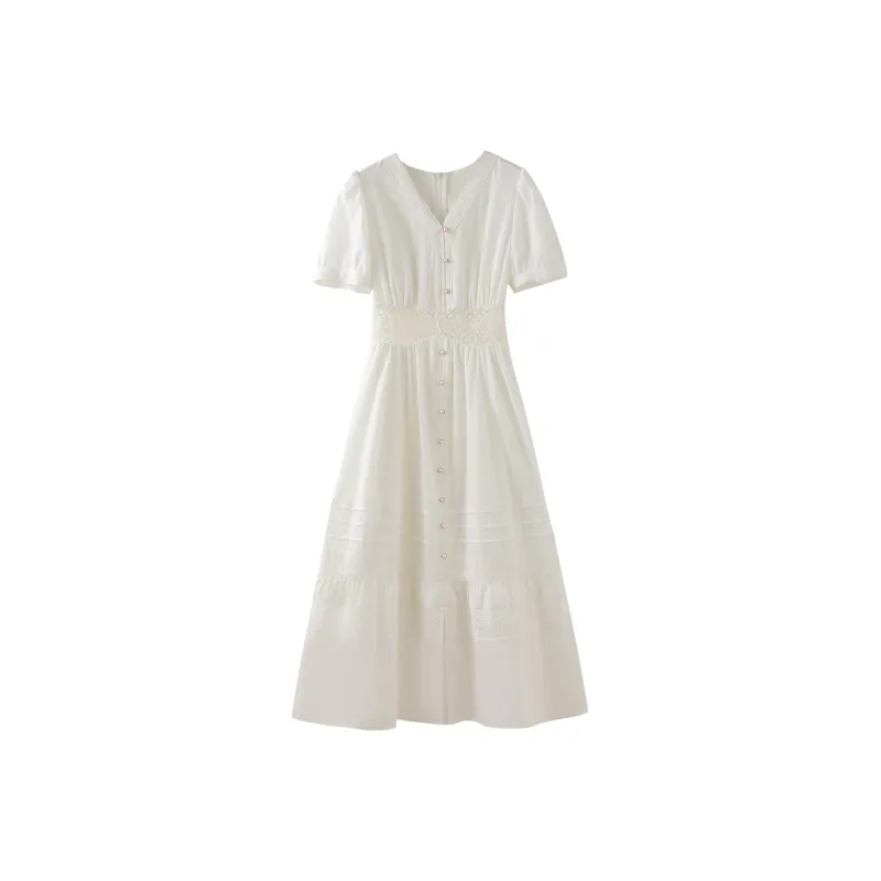Miss Chipmunk Short Sleeved Dress Women's White-0