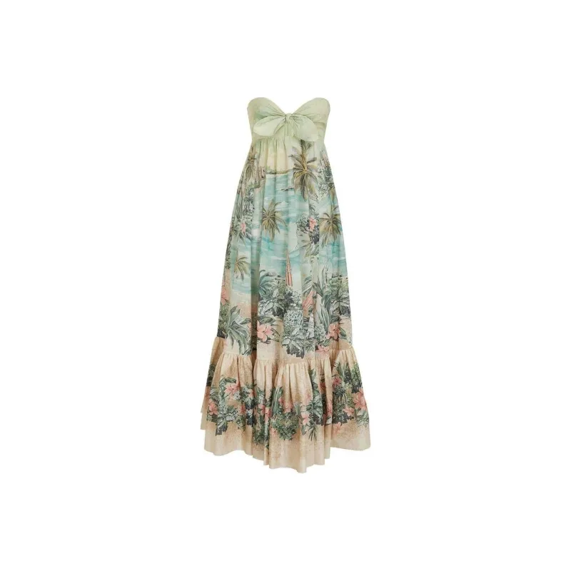 Zimmermann SS24 Sleeveless Dress Women's Green Iridescent Pattern-0