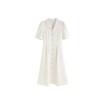 Short Sleeved Dresses Women's Beige