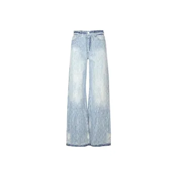 AMIRI Jacquard High Rise Wide Leg Jean 'Light Indigo'