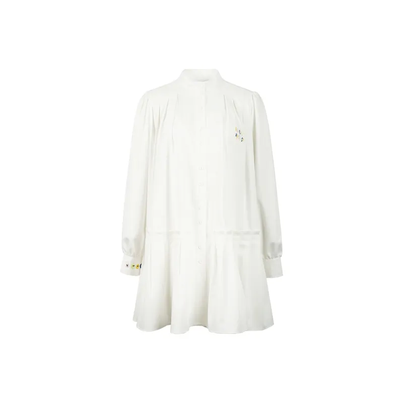 Valeria Obbaco Long Sleeved Shirt Dress Women's White-0