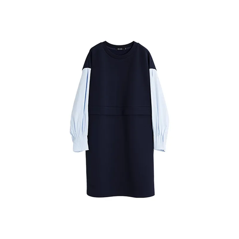ELLE Long Sleeved Dress Women's Navy Blue-0