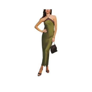 REFORMATION Aara Silk Dress Slip Dresses Women's Green