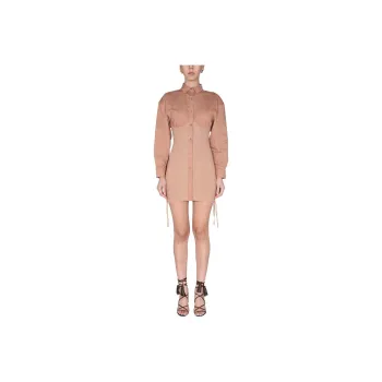 ANDREĀDAMO Ribbed Mini Shirt Dress