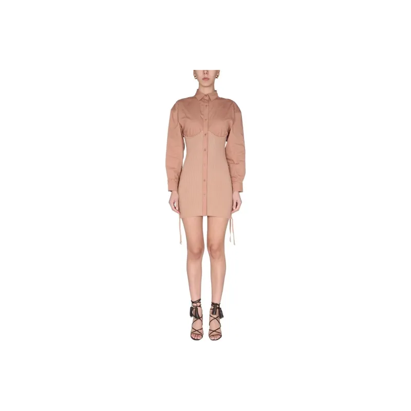 ANDREĀDAMO Ribbed Mini Shirt Dress-0