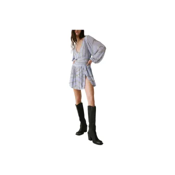 FREE PEOPLE Jen's Pirate Booty Odyssey Mini Dress Long-Sleeved Dresses Women's Blue Heron/Pale Blue