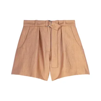 Maje Inverted pleat Belted Shorts